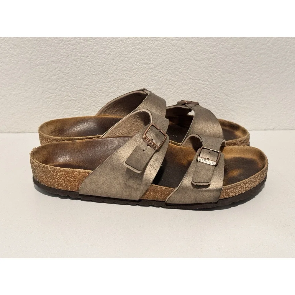 Birkenstock Sydney Graceful Taupe Birko-Flor Sandal Sz US 10 EU 41 Strap Buckle